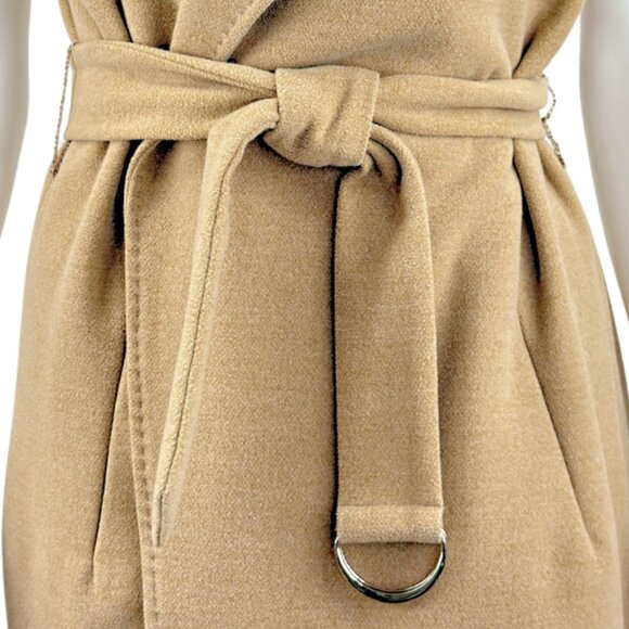 White House Black Market Camel Wrap Vest Coat Belt S/M - Picture 2 of 8
